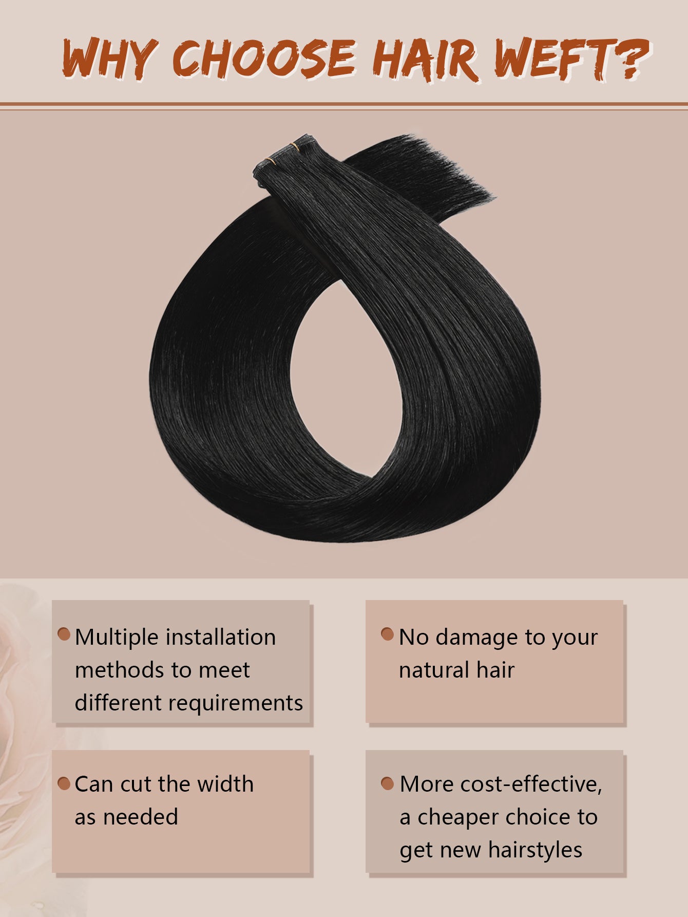 1# Genius Weft Hair Extensions Human Hair Sew in Hair Extensions Real Human Hair Weft Extensions Hand Tied Virgin Hair 50G
