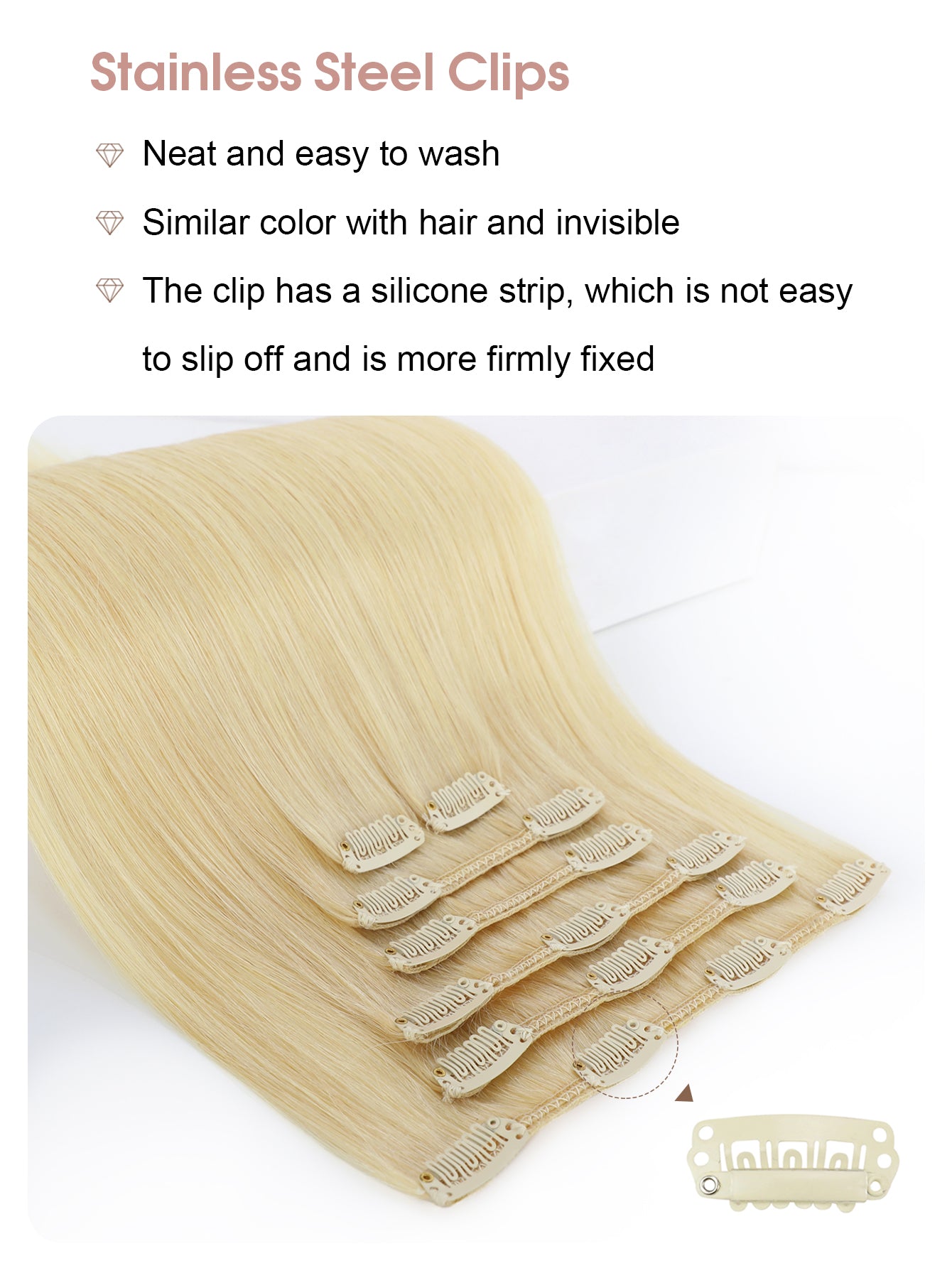 613# Remy Clip in Hair Extensions Real Human Hair,16-22inch 7Pcs 120g Human Hair Extensions Clip ins, Silky Strainght Clip in Hair Extensions for Women