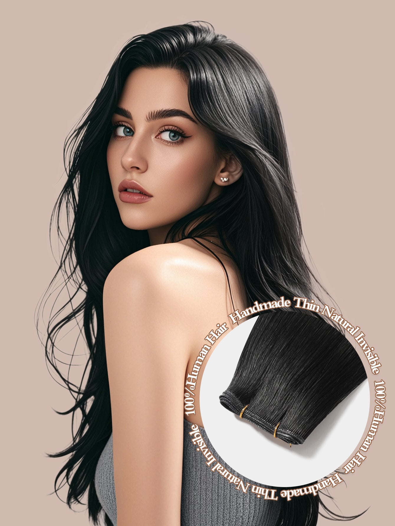 1# Genius Weft Hair Extensions Human Hair Sew in Hair Extensions Real Human Hair Weft Extensions Hand Tied Virgin Hair 50G