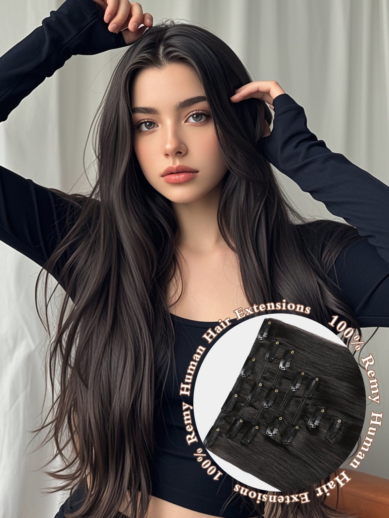 Remy Clip in Hair Extensions Real Human Hair,16inch 7 Pcs 120g Human Hair Extensions Clip ins, Silky Strainght Clip in Hair Extensions for Women