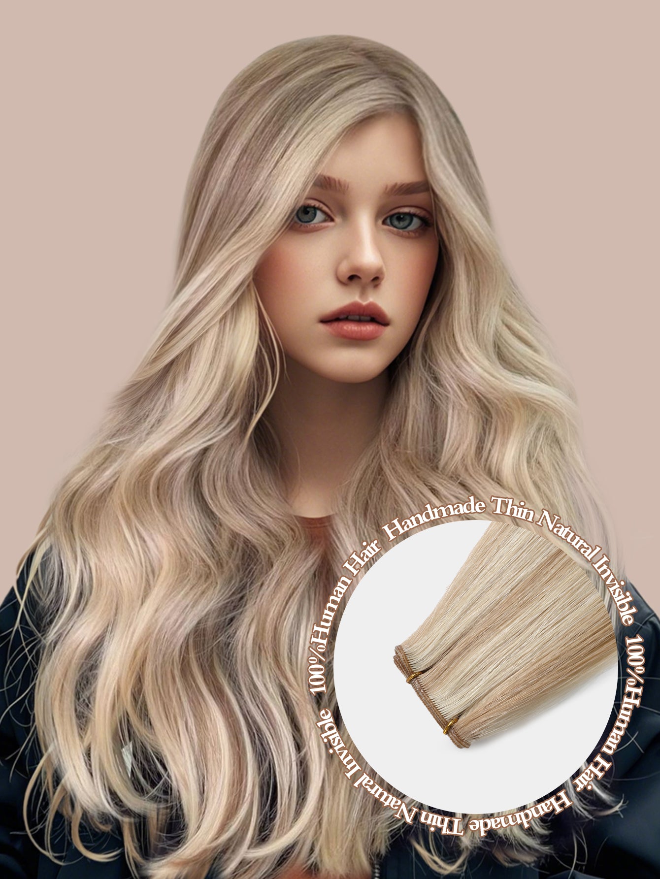 M18/60# Genius Weft Hair Extensions Human Hair Sew in Hair Extensions Real Human Hair Weft Extensions Hand Tied Virgin Hair 50G
