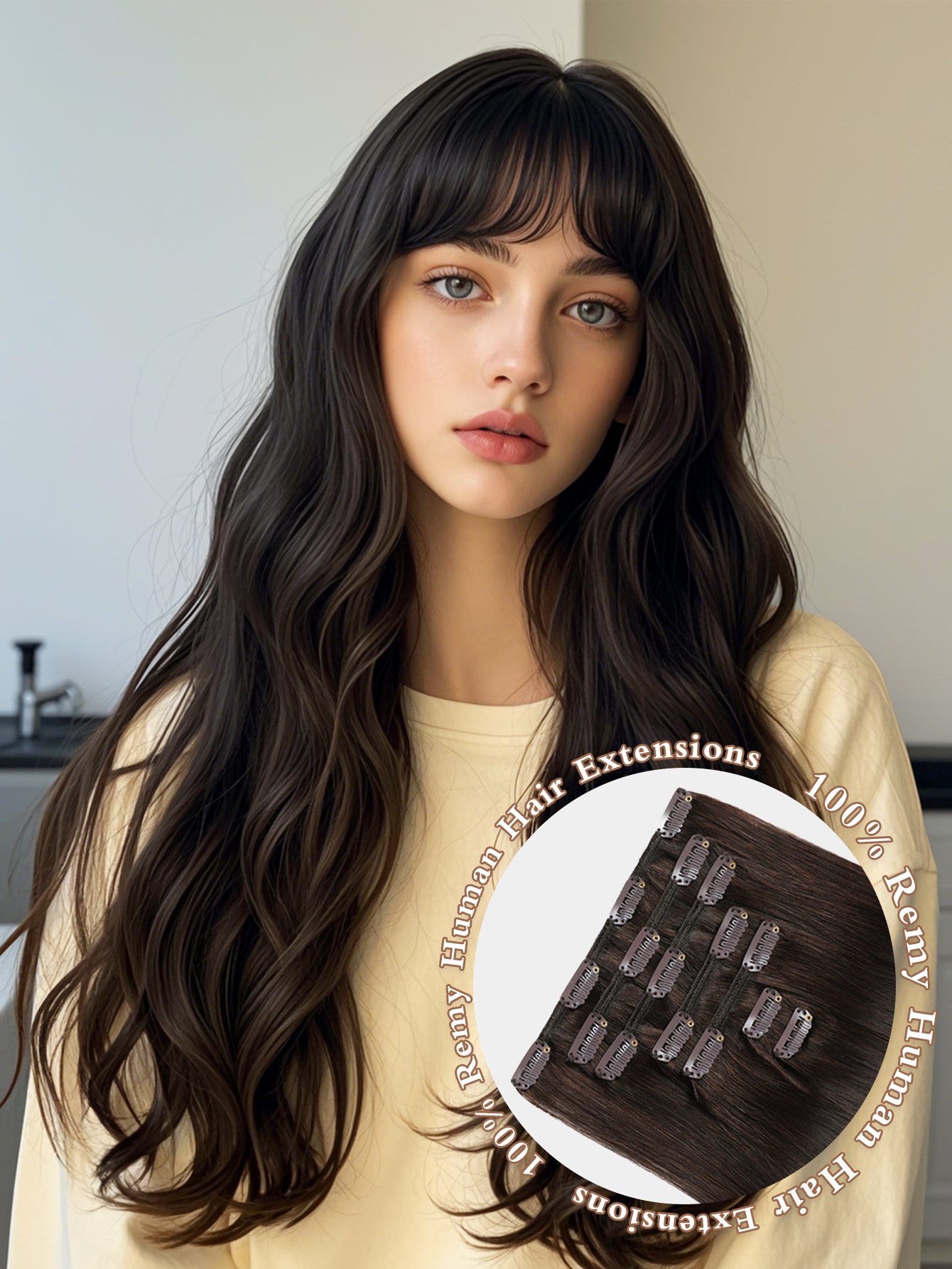 Remy Clip in Hair Extensions Real Human Hair,16inch 7 Pcs 120g Human Hair Extensions Clip ins, Silky Strainght Clip in Hair Extensions for Women