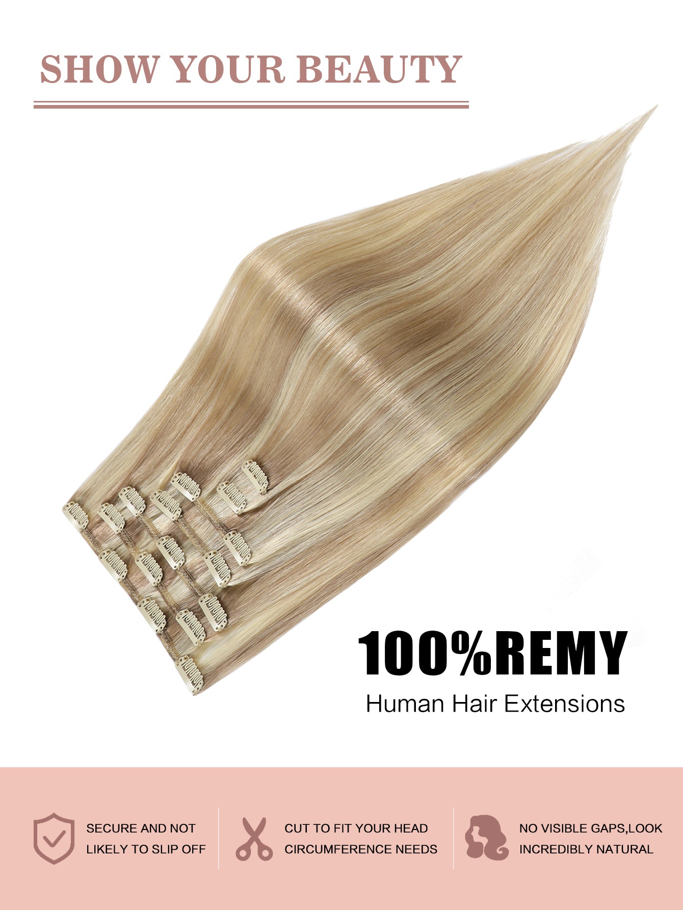 P18/613# Remy Clip in Hair Extensions Real Human Hair 14-22inch 7Pcs 120g Human Hair Extensions Clip ins Silky Strainght Clip in Hair Extensions for Women