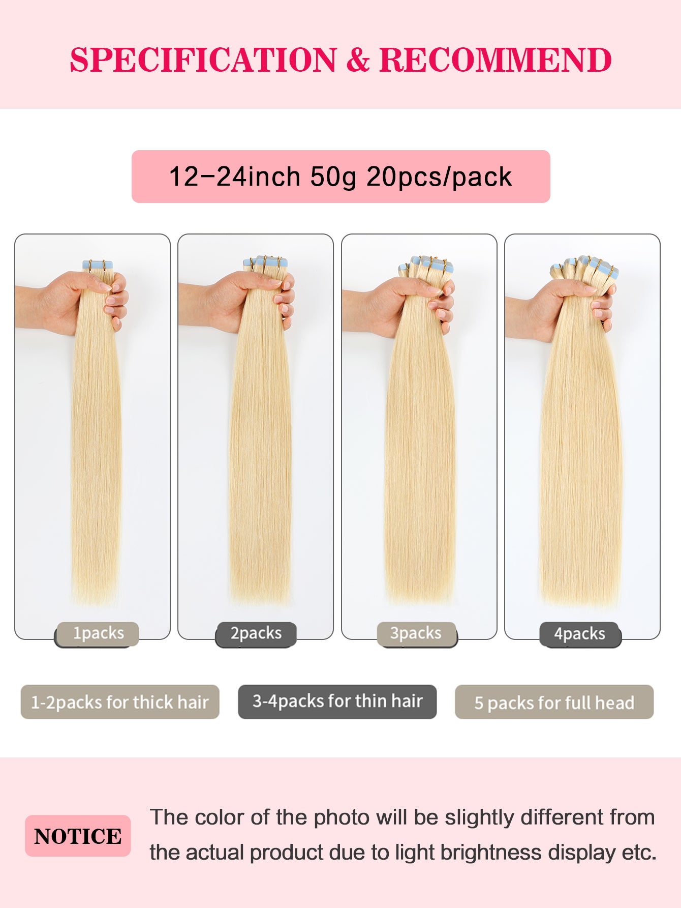 613# Bleach Blonde Tape in Hair Extensions 100% Remy Human 20 inches 20pcs 50g/pack Straight Seamless Skin Weft Hair