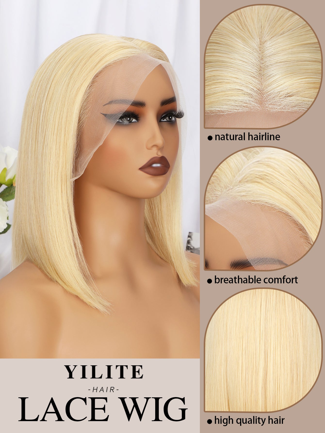 613 Blonde Bob Wig Human Hair 13x4 HD Bob Lace Front Wigs Human Hair Pre Plucked 180 Density Blonde Wig Human Hair Short Bob Wigs for Women