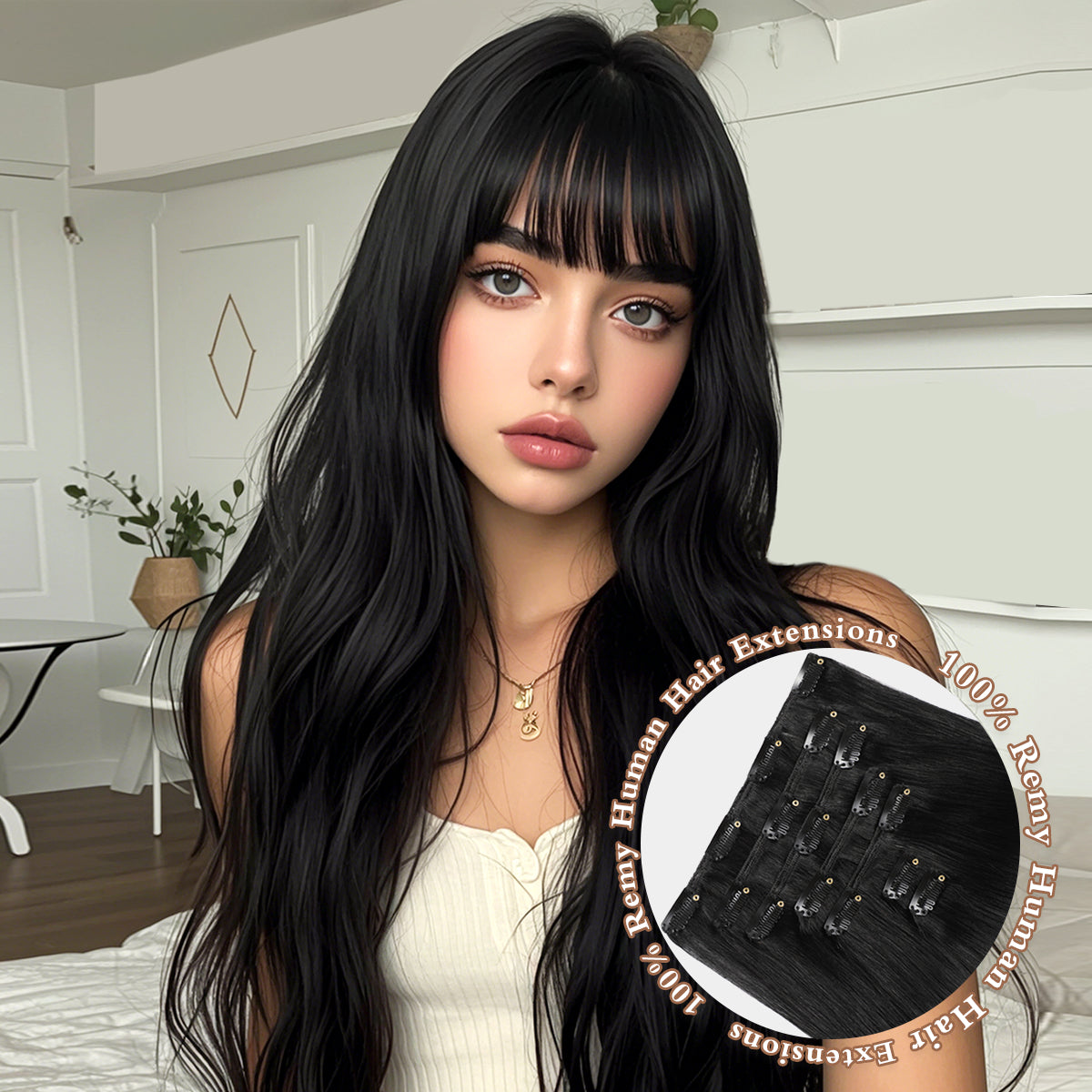 Remy Clip in Hair Extensions Real Human Hair,16inch 7 Pcs 120g Human Hair Extensions Clip ins, Silky Strainght Clip in Hair Extensions for Women