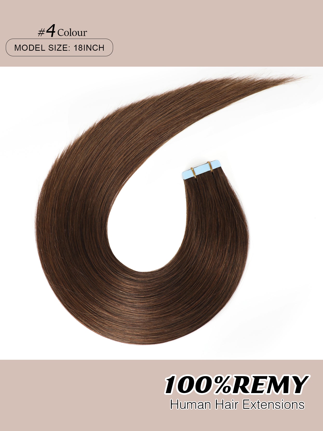 4# Tape in Hair Extensions Middle Brown 100% Remy Human 20 inches 20pcs 50g/pack Straight Seamless Skin Weft Hair