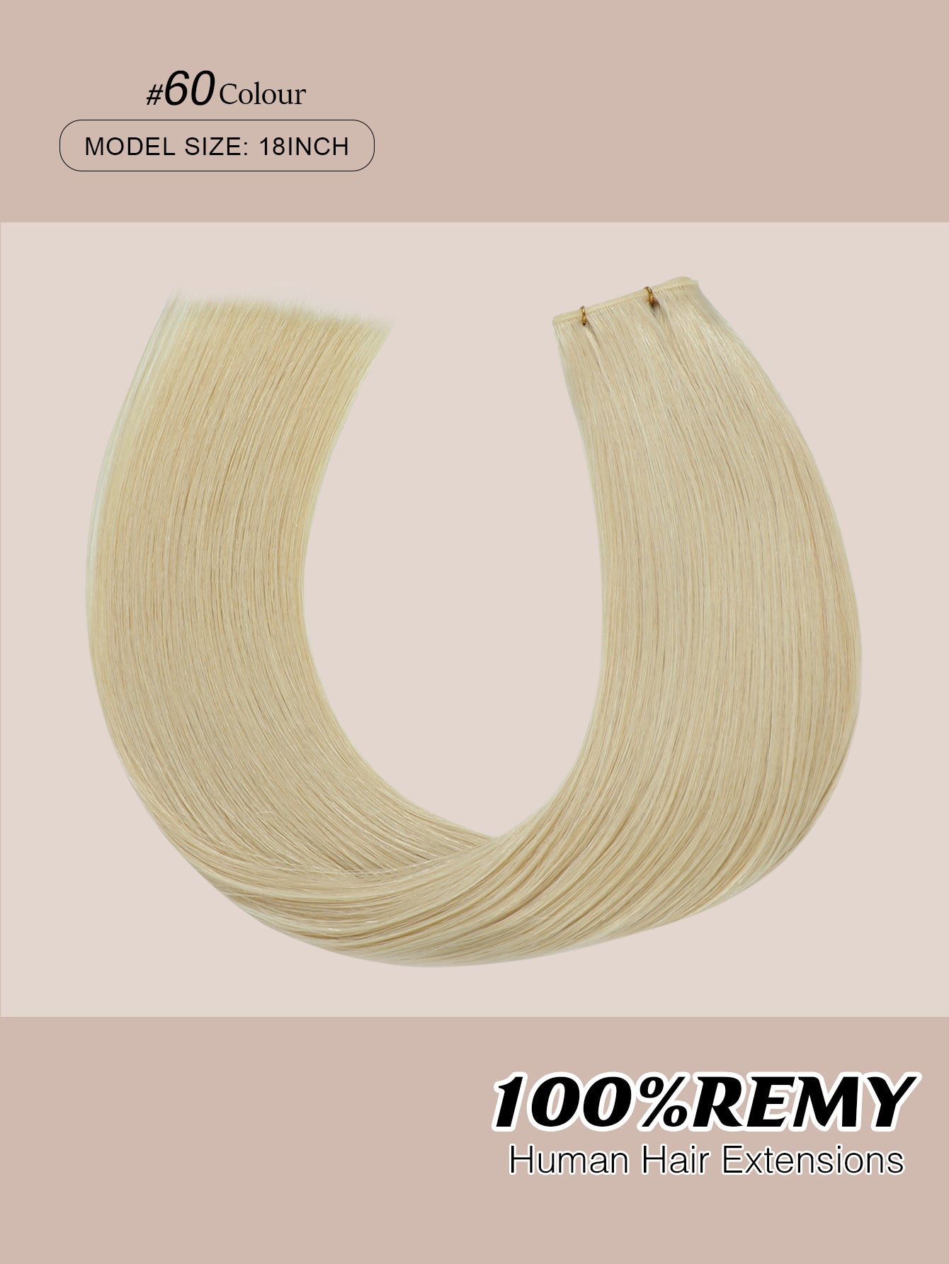 60#Platinum blonde Genius Weft Hair Extensions Human Hair Sew in Hair Extensions Real Human Hair Weft Extensions Hand Tied Virgin Hair 50G