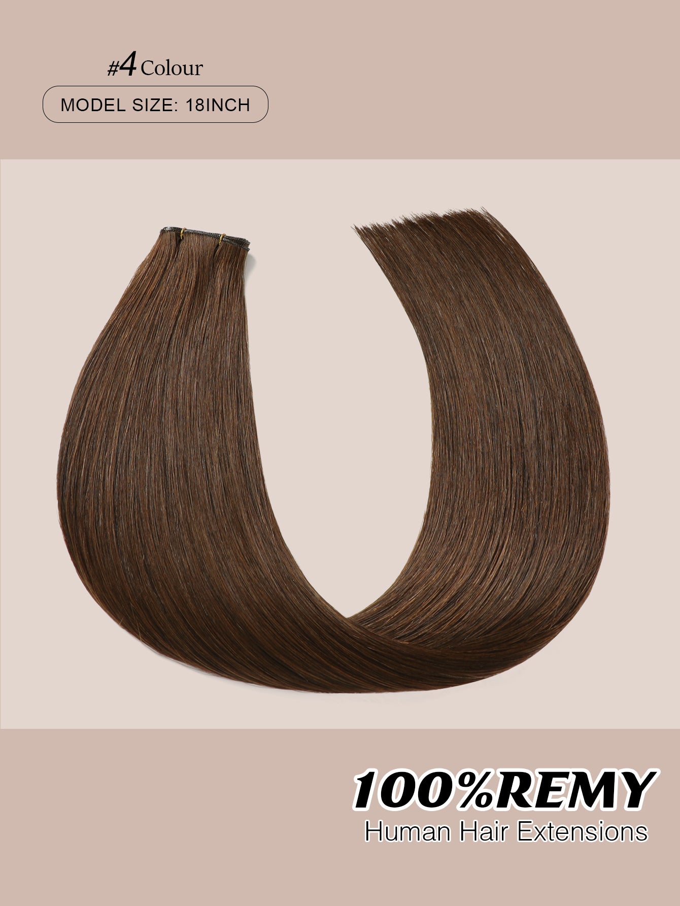 4#Middle brown Genius Weft Hair Extensions Human Hair Sew in Hair Extensions Real Human Hair Weft Extensions Hand Tied Virgin Hair 50G