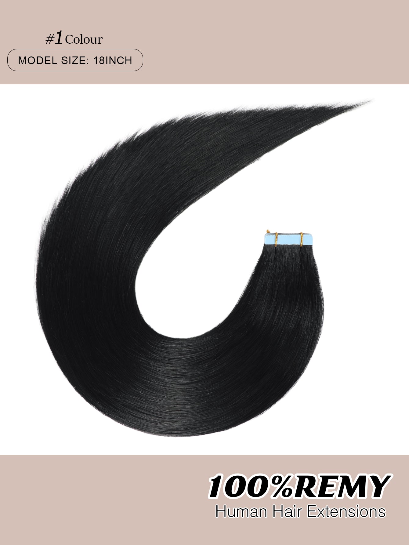 1# Tape in Hair Extensions Jet Black 100% Remy Human 20 inches 20pcs 50g/pack Straight Seamless Skin Weft Hair