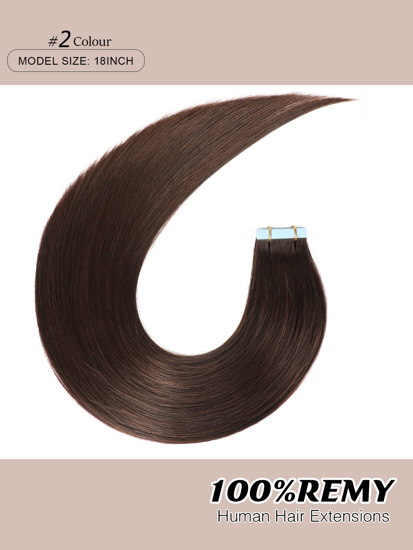 2# Tape in Hair Extensions Dark Brown 100% Remy Human 20 inches 20pcs 50g/pack Straight Seamless Skin Weft Hair