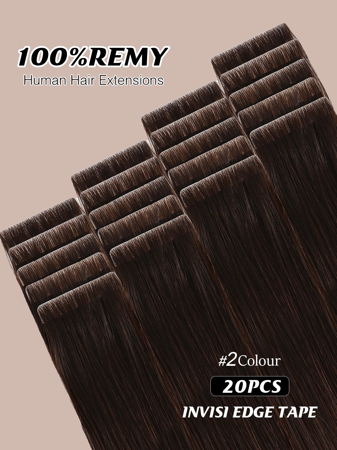 Invisible Tape in Hair Extensions Human Hair 2# Seamless Injected Hand-Tied Pro Quality Virgin Human Hair 20PCS 50G/Pack Straight Tape Ins
