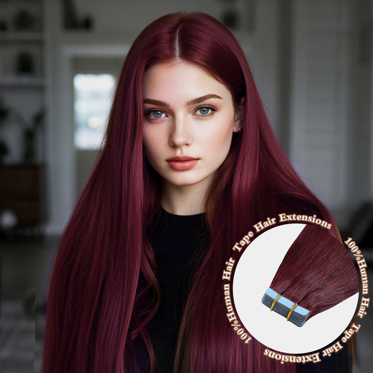 1# Tape in Hair Extensions Jet Black 100% Remy Human 20 inches 20pcs 50g/pack Straight Seamless Skin Weft Hair