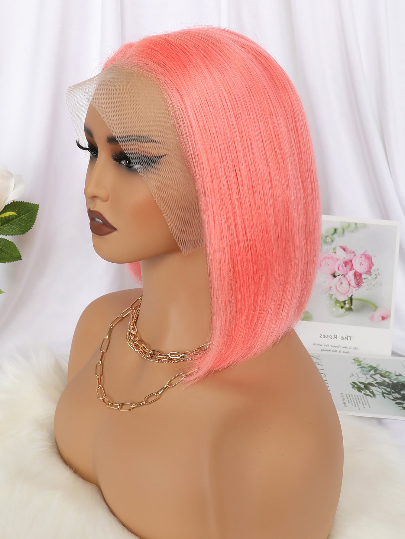 Pink Bob Wig Human Hair 13x4 Lace Front Wigs Human Hair Pre Plucked Hairline 150 Density Burgundy Wig Human Hair Short Bob Wigs for Women