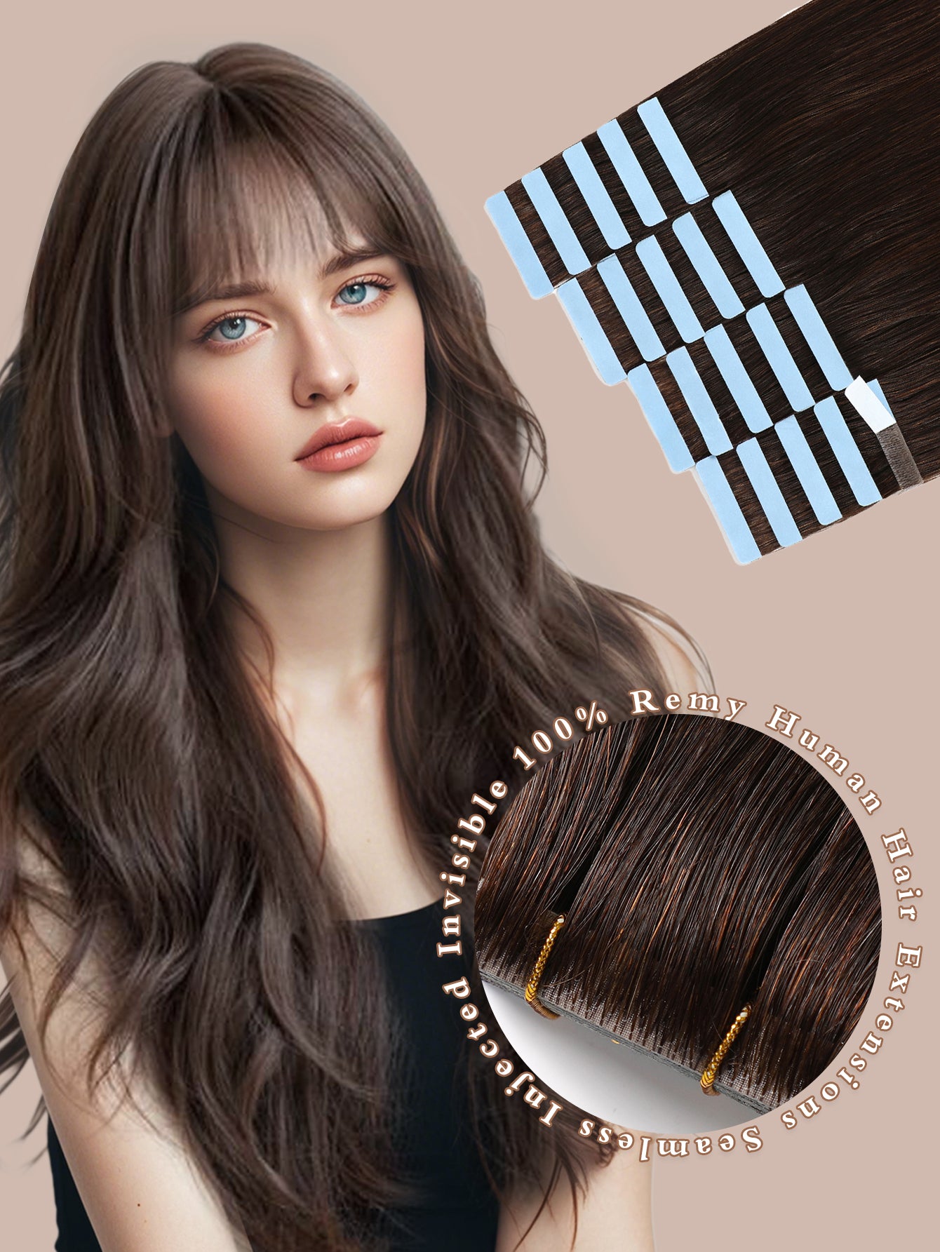 Invisible Tape in Hair Extensions Human Hair Jet Black Seamless Injected Hand-Tied Pro Quality Virgin Human Hair 20PCS 50G/Pack Straight Tape Ins(18 inch #1 Jet Black)