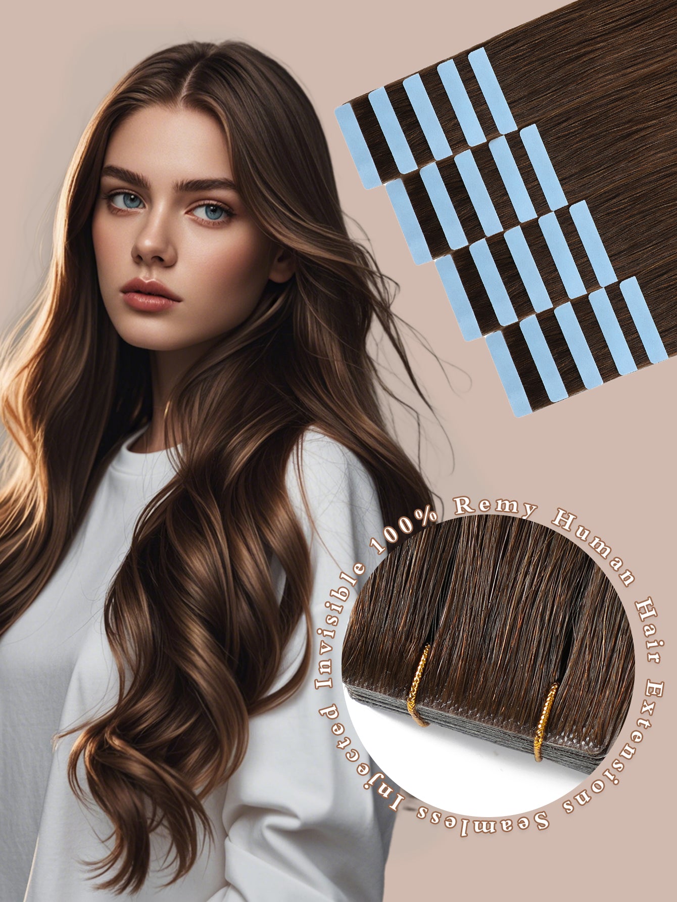 Invisible Tape in Hair Extensions Human Hair Jet Black Seamless Injected Hand-Tied Pro Quality Virgin Human Hair 20PCS 50G/Pack Straight Tape Ins(18 inch #1 Jet Black)