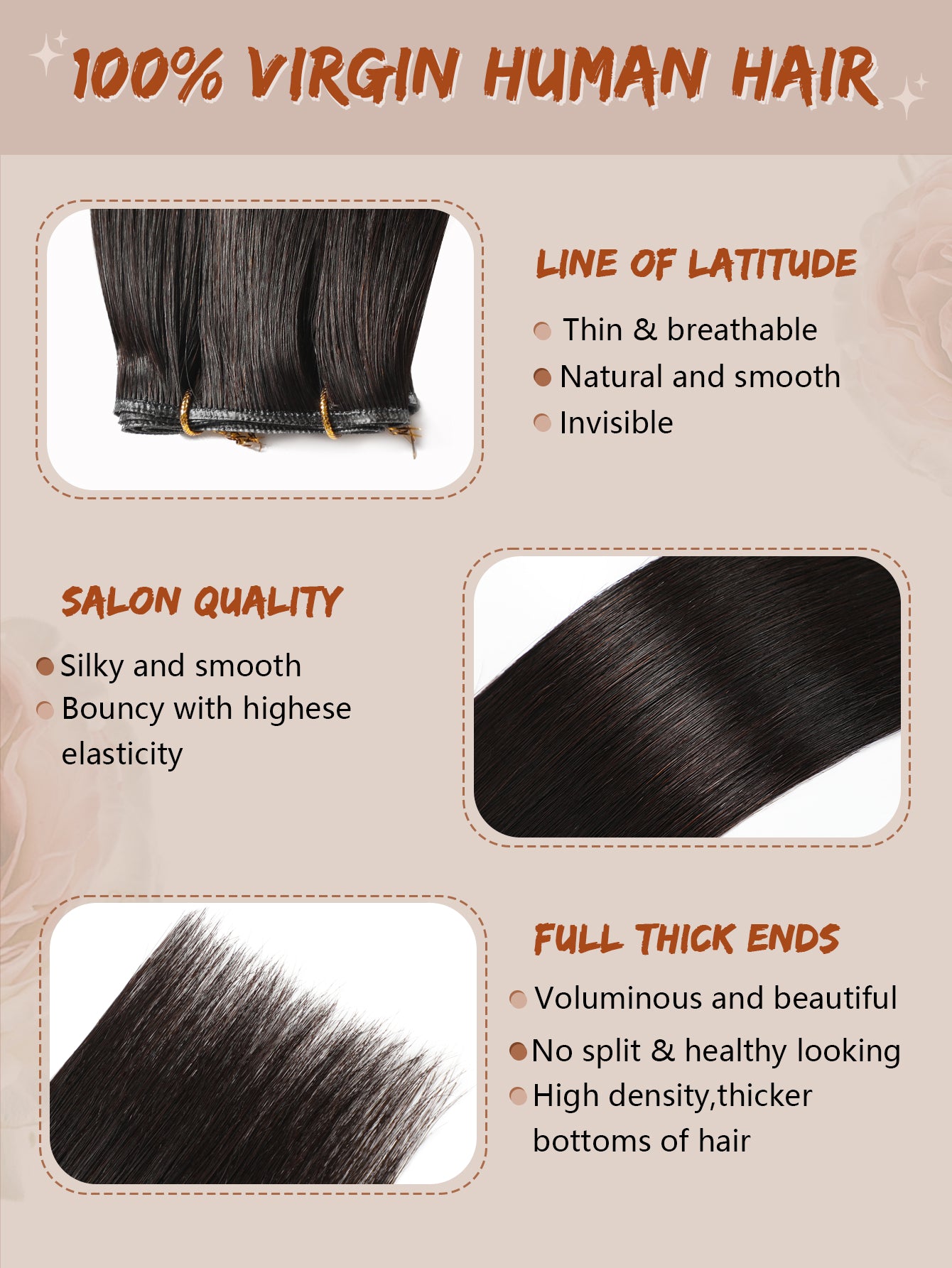 1B#Off Black Genius Weft Hair Extensions Human Hair Sew in Hair Extensions Real Human Hair Weft Extensions Hand Tied Virgin Hair 50G