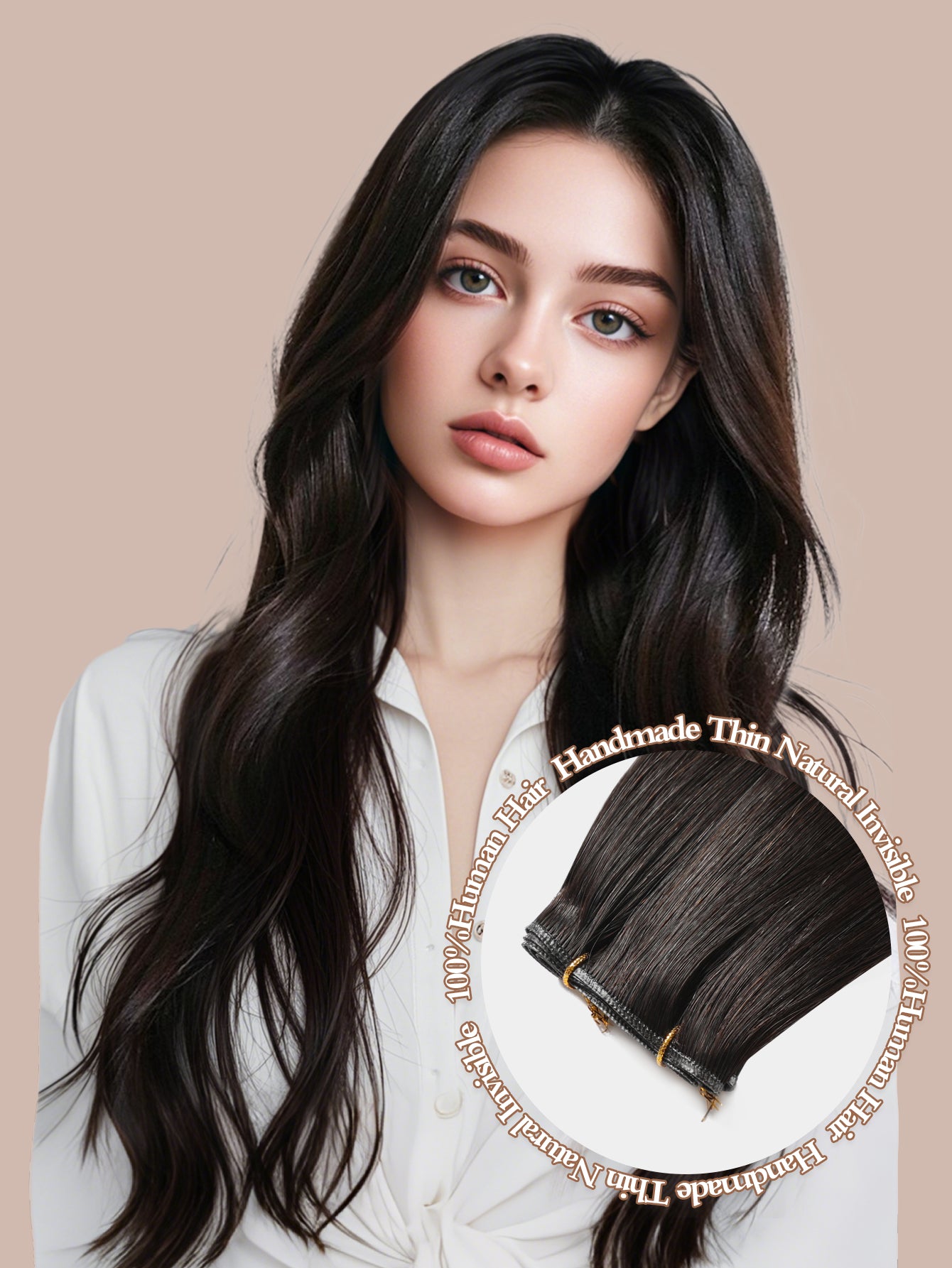 1B#Off Black Genius Weft Hair Extensions Human Hair Sew in Hair Extensions Real Human Hair Weft Extensions Hand Tied Virgin Hair 50G