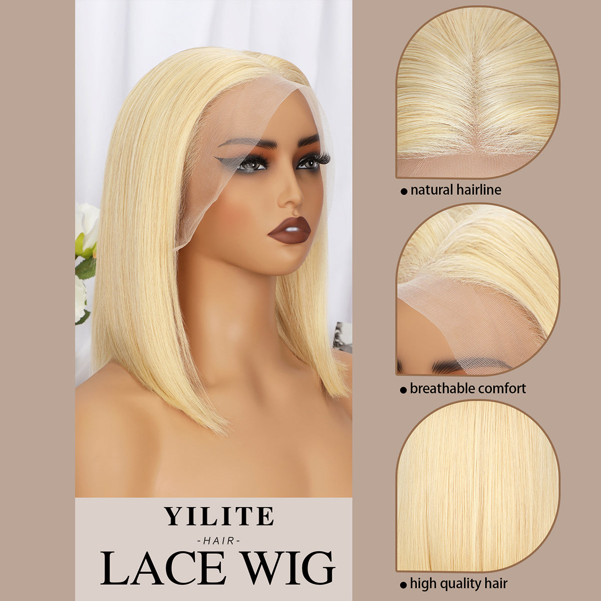 613 Blonde Bob Wig Human Hair 13x4 HD Bob Lace Front Wigs Human Hair Pre Plucked 180 Density Blonde Wig Human Hair Short Bob Wigs for Women