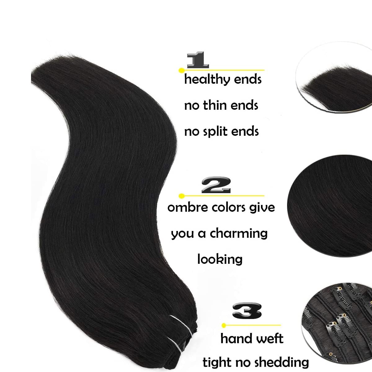 Clip in Hair Extensions Double Weft 7pieces 16clips Clip in Sets