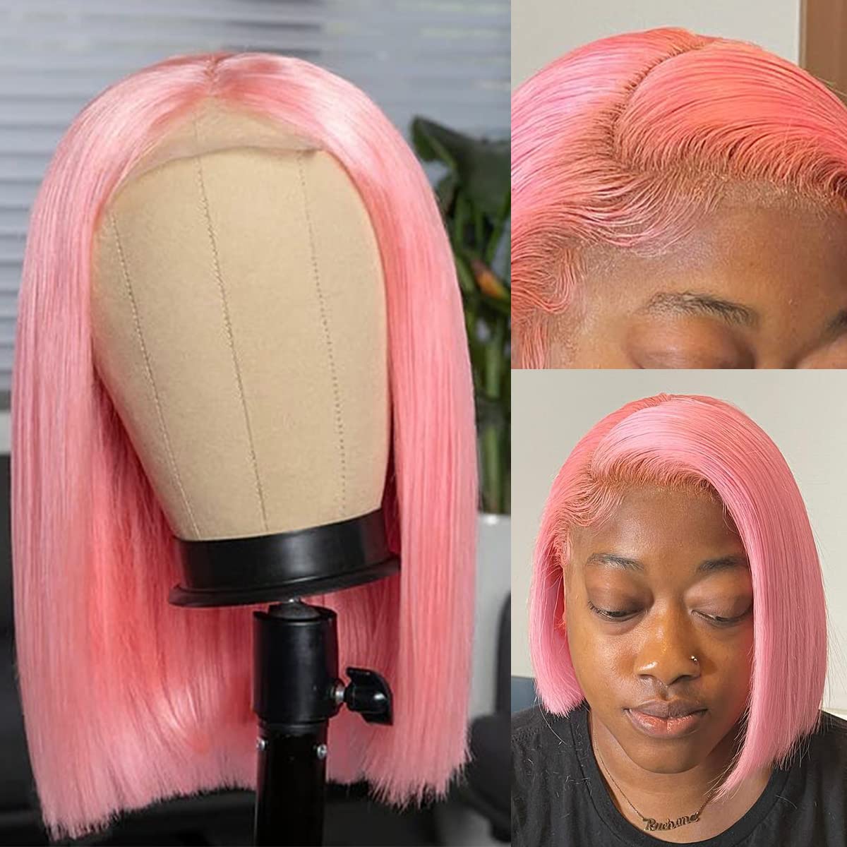 Colored Lace frontal 13*4 Bob Wigs 10inch-14inch 613#/Pink/Silver/Grey/Burgundy#