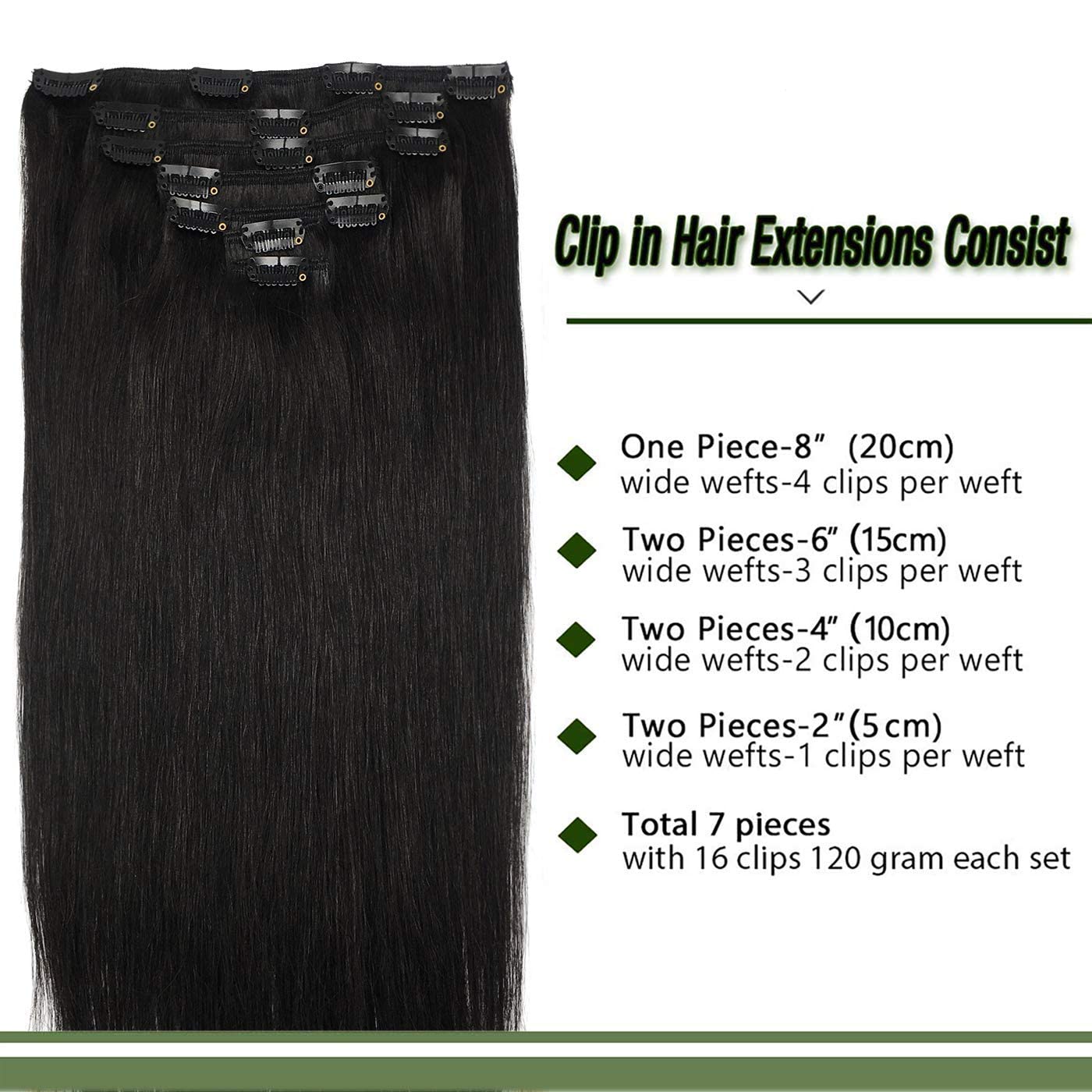 Clip in Hair Extensions Double Weft 7pieces 16clips Clip in Sets