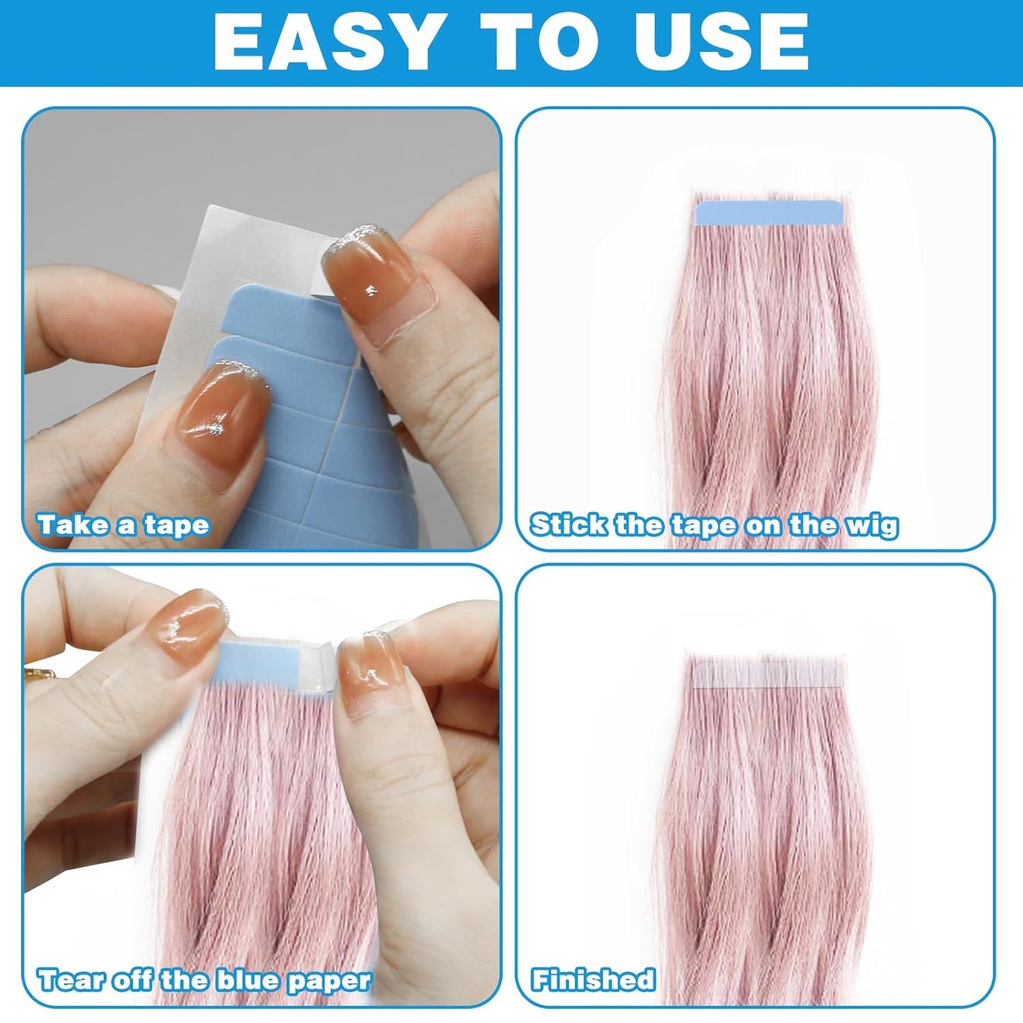 Double Sided Hair Tape Tabs, Adhesive Replacement Tape for Hair Extensions 120 PCs/bag