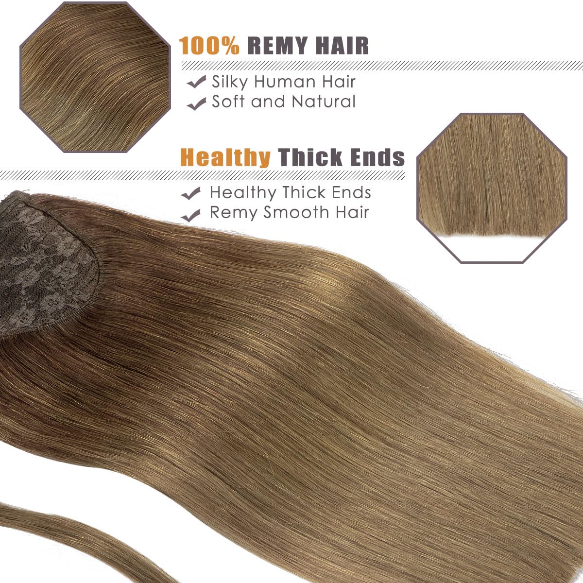 Human Hair Ponytail Hair Extensions 100g/piece 16-24inch