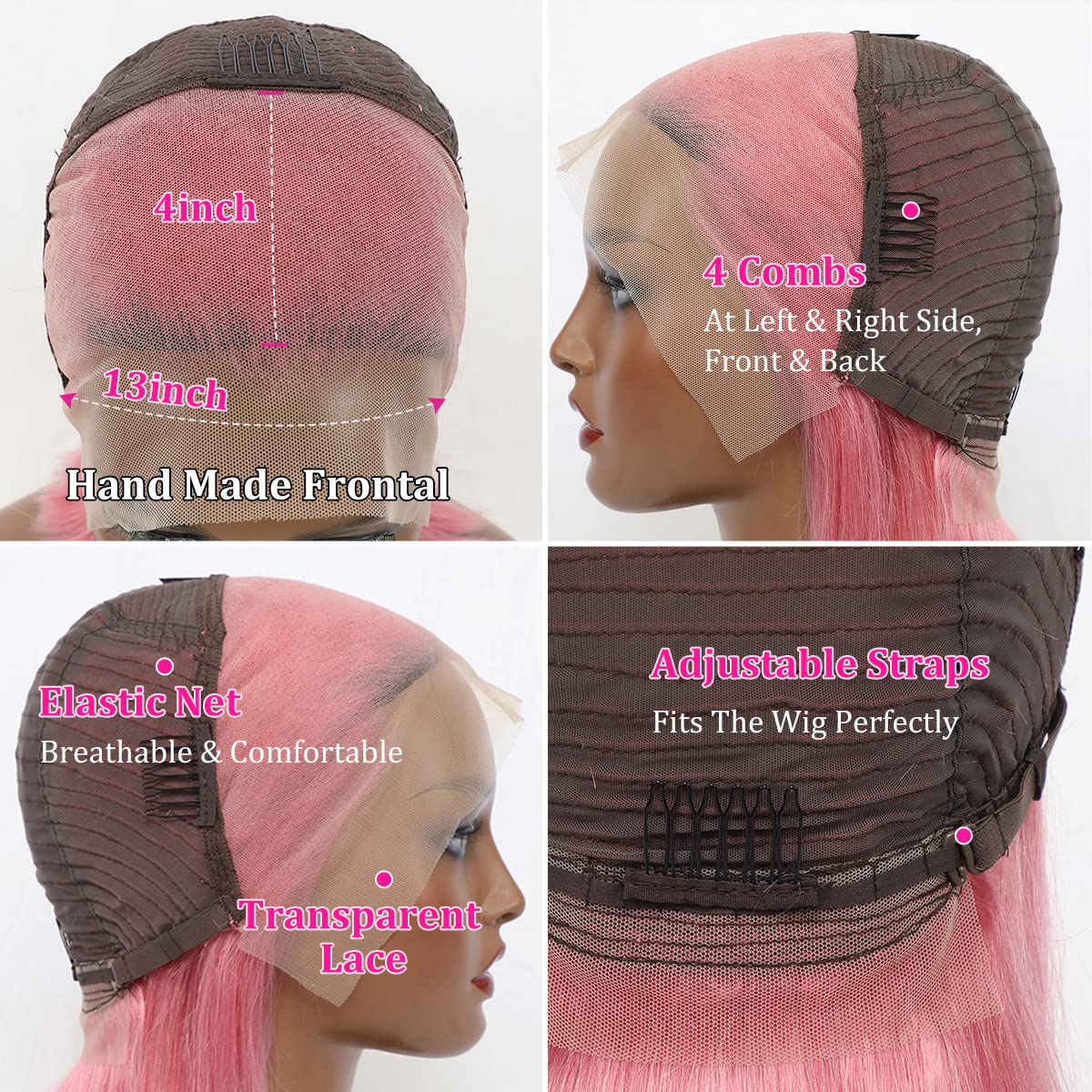 Colored Lace frontal 13*4 Bob Wigs 10inch-14inch 613#/Pink/Silver/Grey/Burgundy#