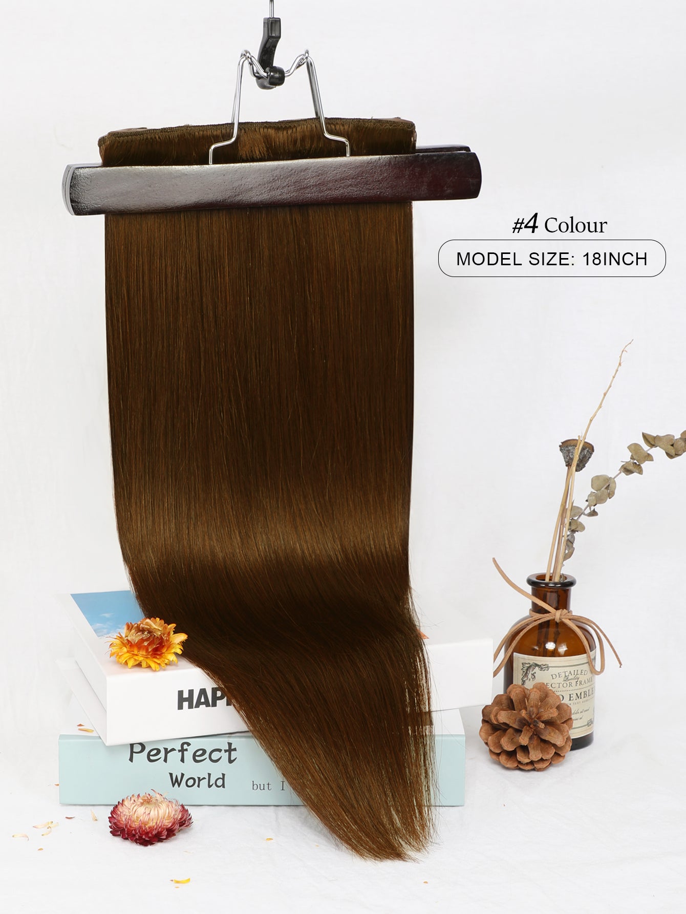 4# Middle Brown Remy Clip in Hair Extensions Real Human Hair,14-22inch 7Pcs 120g Human Hair Extensions Clip ins, Silky Strainght Clip in Hair Extensions for Women