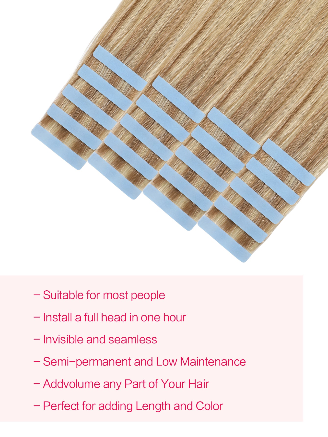 P18/613# Tape in Hair Extensions 100% Remy Human 20 inches 20pcs 50g/pack Straight Seamless Skin Weft Hair