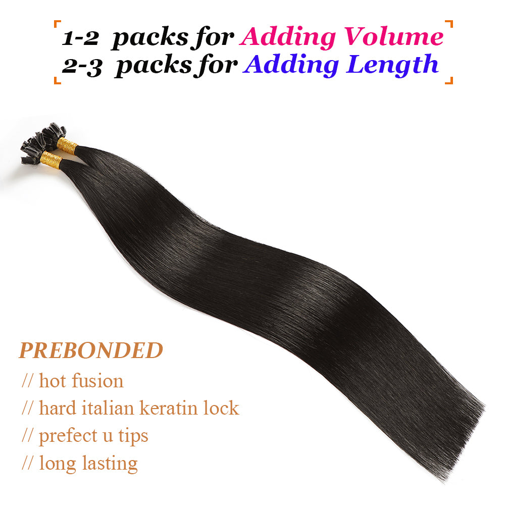 Keratin Nail/Flat/stick Tip Hair Extensions Italian Glue 100/strands/100grams/pack